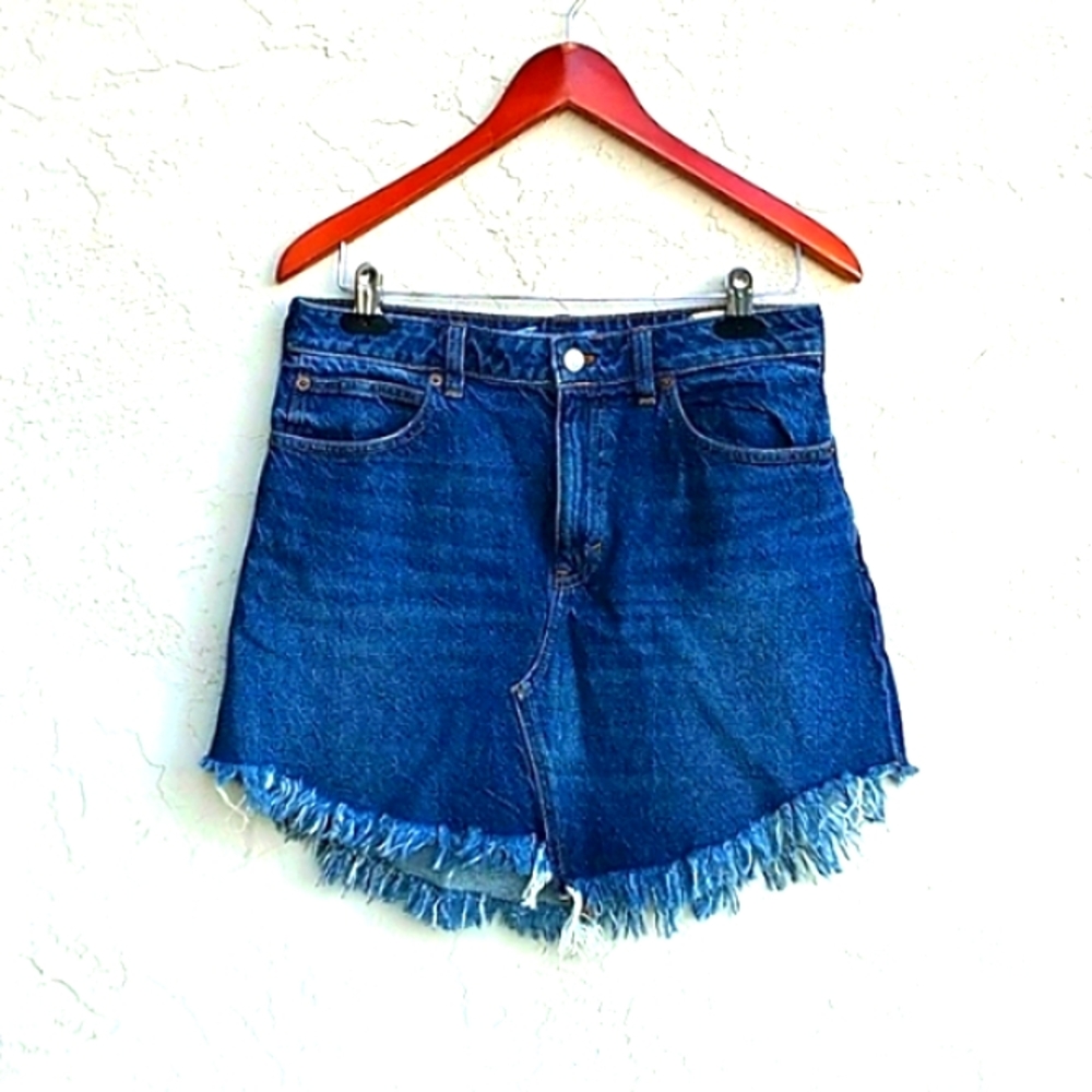 WE THE FREE 100% Cotton Frayed Hem Mini Denim Skirt Size 29